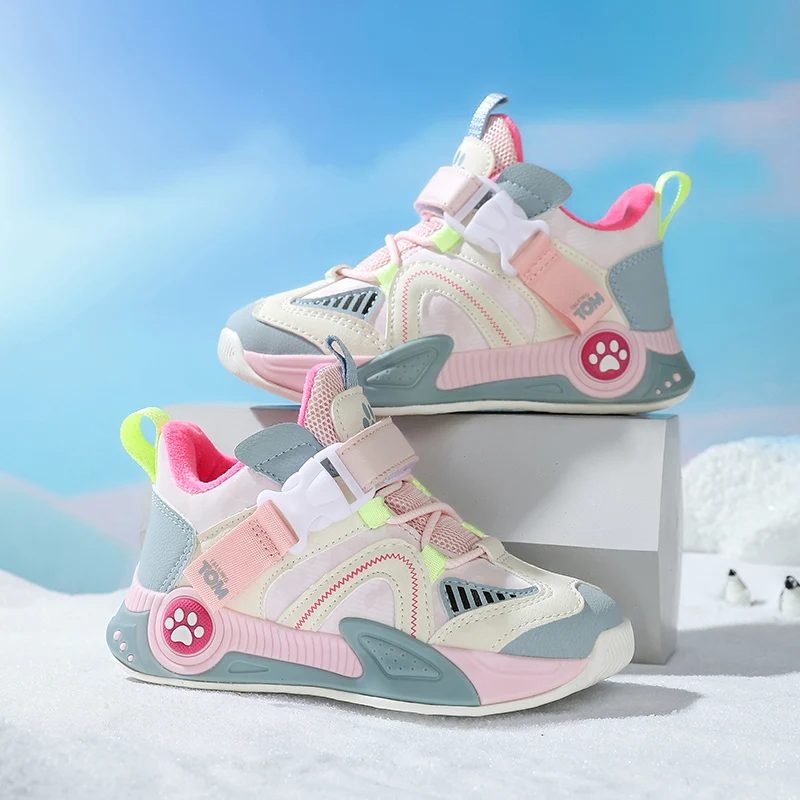 

2025 Autumn New Kids' Sneakers Fleece Lined Warm Shoes for Boys & Girls Soft Sole Comfortable Casual Running Footwear for 3-8Y