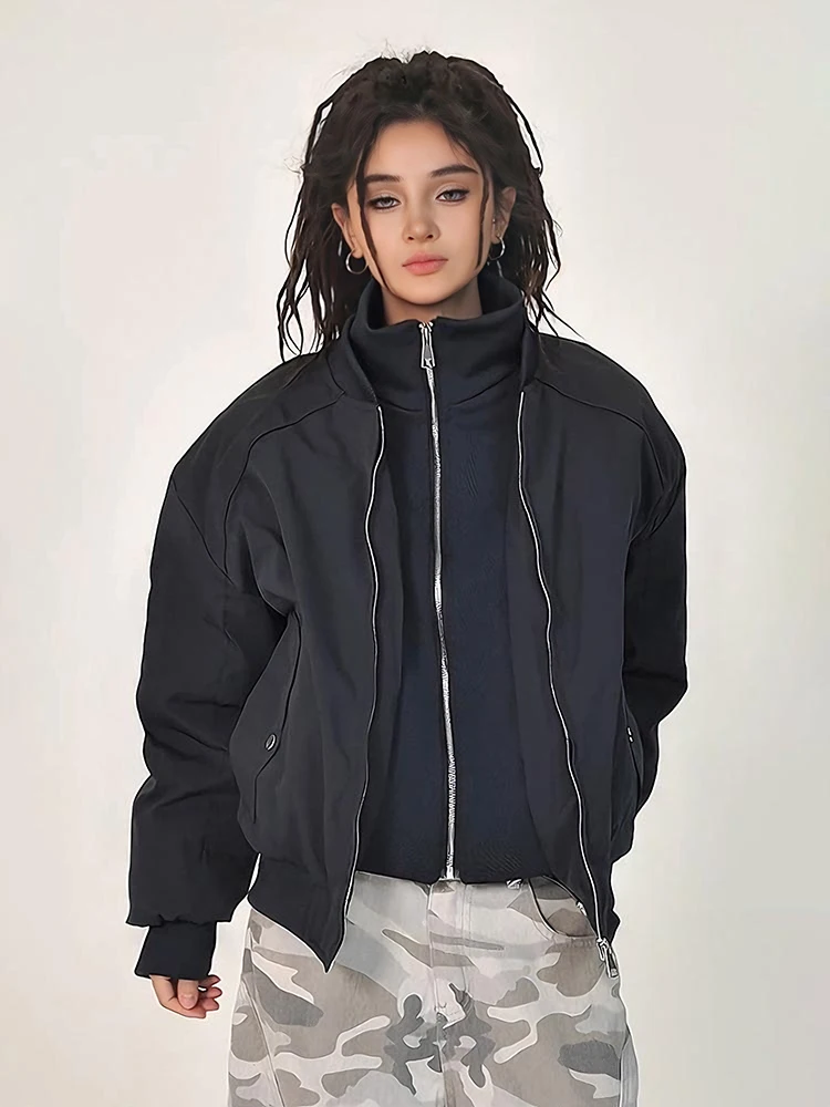 

Bla Thiened Stand Collar down Cotton Jaet Men's Winter Workwear Bread Sle Coat Anti-Wrinkle Maintained ape Casual S...