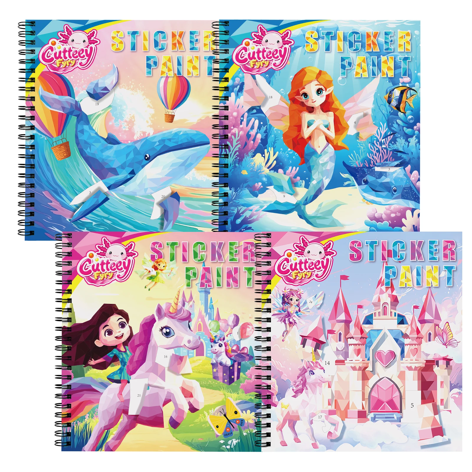 1PC Sticker Paint Books for Kids DIY Sticker by Number Road Airplane Travel Sticker Activity Book Dinosaur Unicorn Ocean Themed