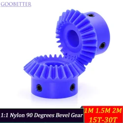 Nylon Bevel Gear 90 Degree, Module 1M 1.5M 2M, 15-30T, 4-12mm Bore with Keyway, for Machinery Automation Models Conveyor
