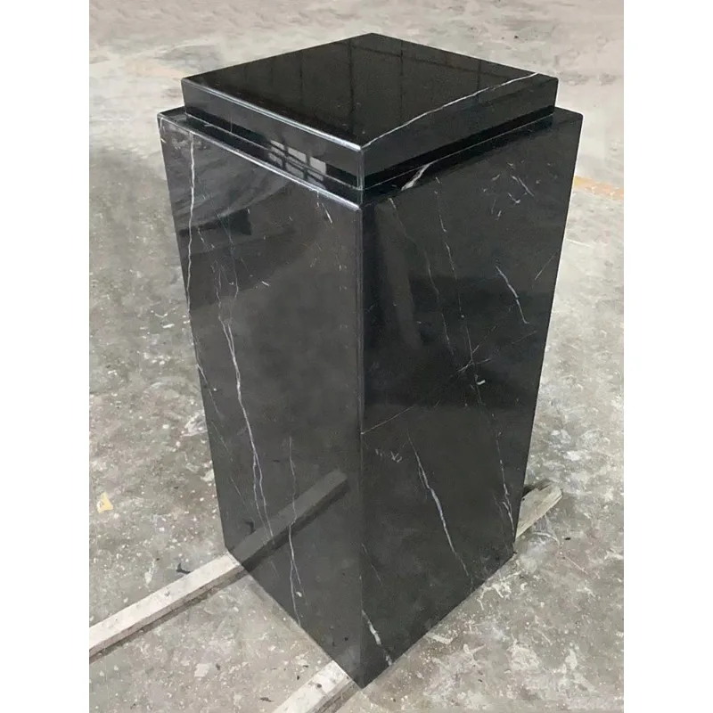Natural black and white root marble ornament base, villa decoration ornament base, floor-to-ceiling entrance double-layer marble
