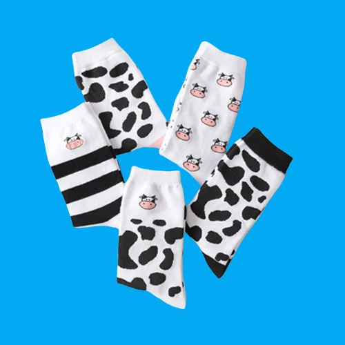 5/10 Paar Herbst und Winter Kuh Muster gefleckte Mode Socken süße Cartoon Frauen Baumwoll socken reine Farbe Baumwoll socken