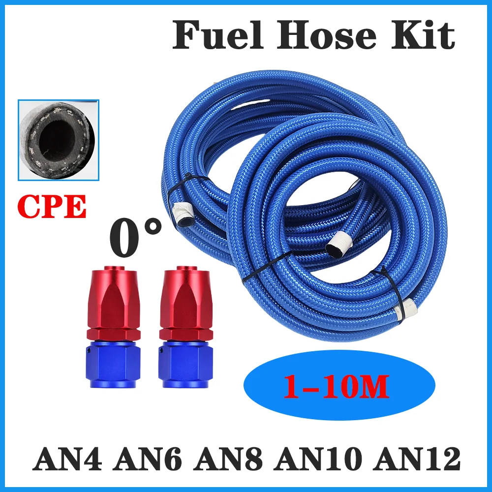 

1-10 м AN4 AN6 AN8 AN10 AN12 CPE топливный шланг комплект, E85 нейлоновый Плетеный Топливный шланг 2 шт. поворотный топливный шланг фитинги адаптеры