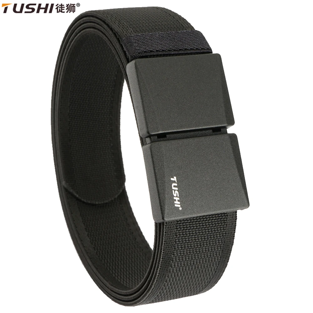 

TUSHI New Magnetic buckle tactical belt men's multifunctional military fan canvas belt outdoor faux nylon training waist belt