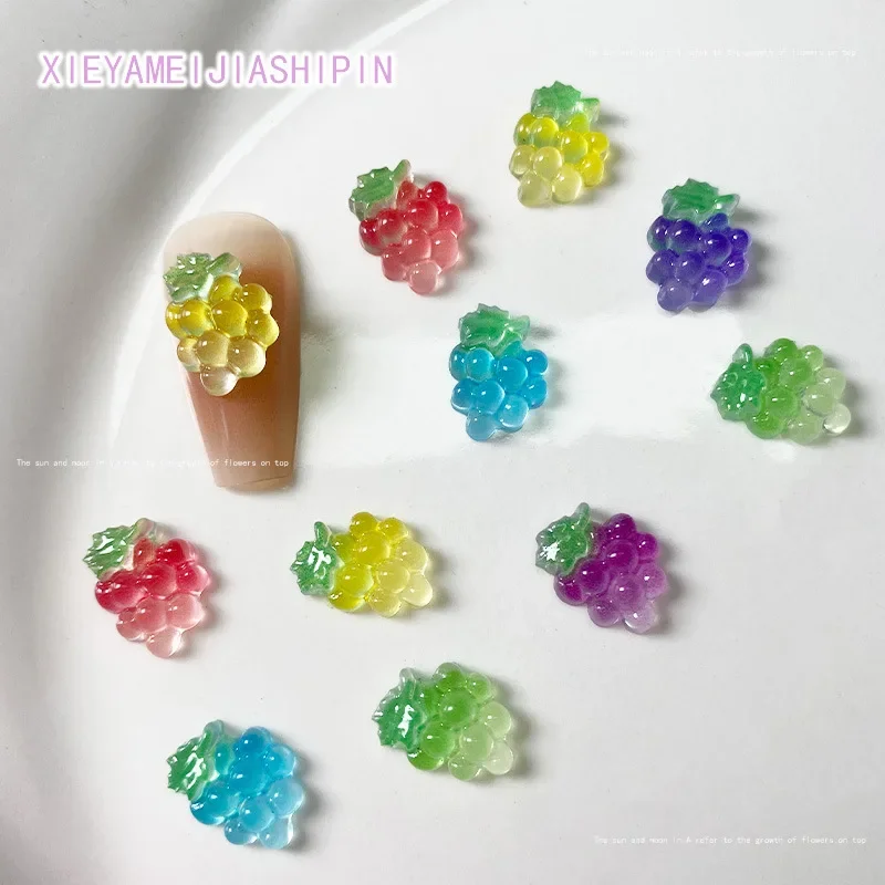 20 stücke/10 stücke 3d kawaii Traube Nail Art Charms Harz neue Eis transparente Frucht Nagel Strass Dekorationen DIY Schmuck Zubehör