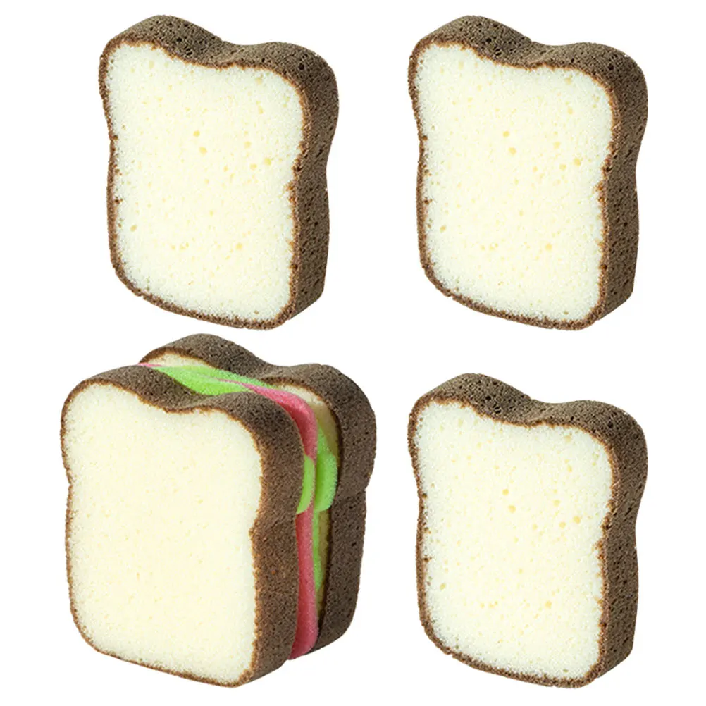

4pcs Dish Sponge Cleaning Sponges Scrub Pads Kitchen Wok Brush Pot Washing Compact Absorbent Non Scratch Reusable