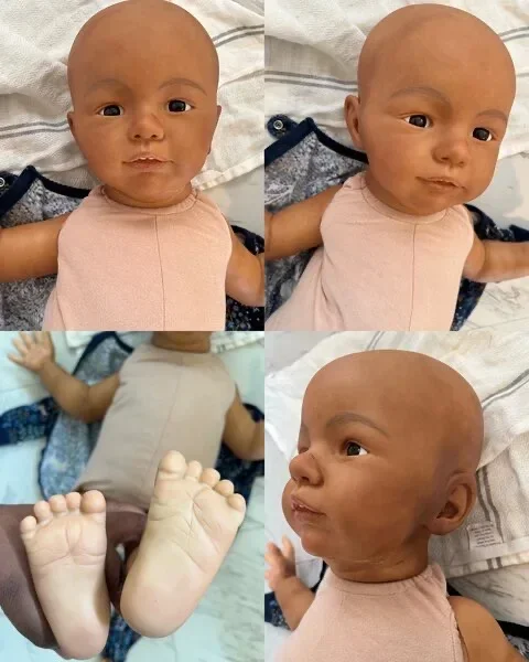 DLS 30 pollici Reborn Baby Doll Vito Pelle scura Versione da ragazzo enorme Bambola già finita senza capelli