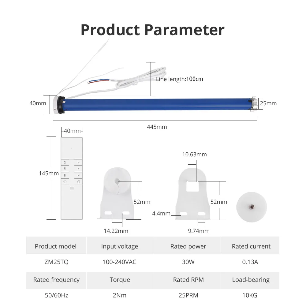 Motor de persiana enrollable inteligente, dispositivo con WiFi, Tuya, 2N, tubo de 38mm, Alexa, Google Home, Yandex, Control, Zemismart