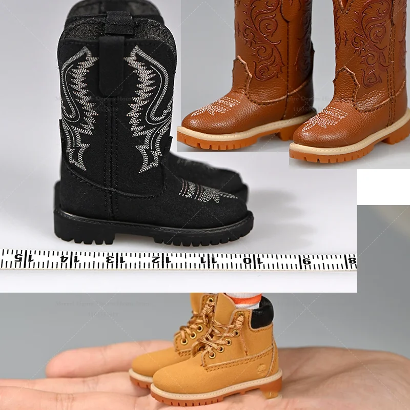 

1/6 Scale Female Shoes Vintage Brown/Black Cowboy Boots Workwear Boots‌ Handmade Model For 12-inch Action Figure Soldier
