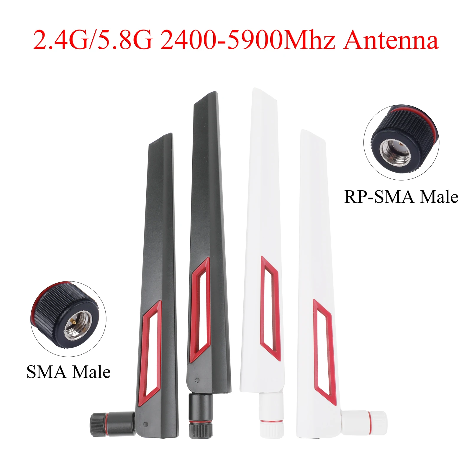 

2PCS 2.4G/5.8G 10dBi Dual-band WiFi Antenna SMA/RP-SMA Male 2400-5900Mhz For Computer Network Card WLAN Router For ASUS Router