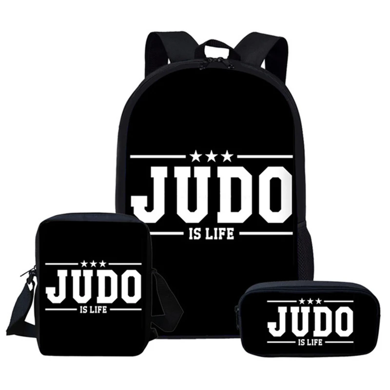 Hip Hop jugendlichen Judo 3D-Druck 3 teile/satz Student Reisetaschen Laptop Daypack Rucksack Umhängetasche Bleistift Fall