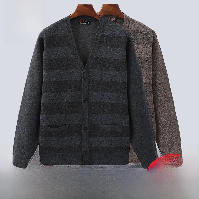 

Мужской вязаный кардиган с V-образным вырезом, осенняя модная городская верхняя одежда, повседневная одежда стандартной длины рукава