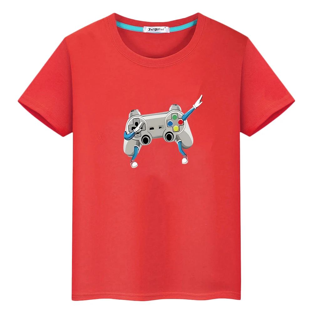 

boy girls Kawaii Print T-shirt gamepad 100%Cotton Cute Short y2k one piece Summer Tops anime Tees pride tshirt kids clothes gift