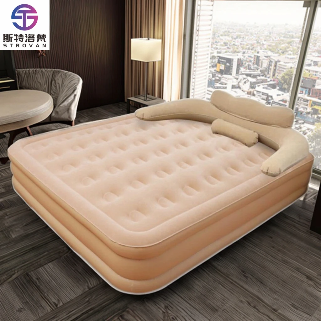 

STLF WJW Extra Large Queen Inflatable Air Mattress with Built-In Pillow Multi-Functional Floor Bed for Home & Outdoor Camping in