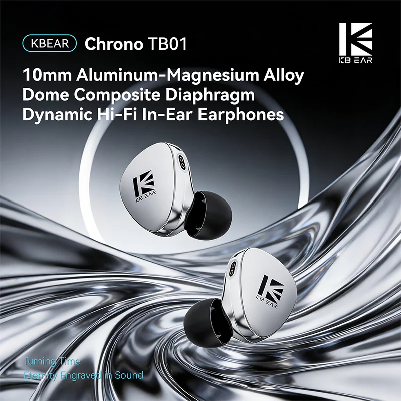 KBEAR TB01 Chrono HiFi In-Ear-Monitor-Kopfhörer 10mm Magnesiumlegierung Dynamischer Treiber Zinklegierung Metall IEM für Musiker Gamer Audi