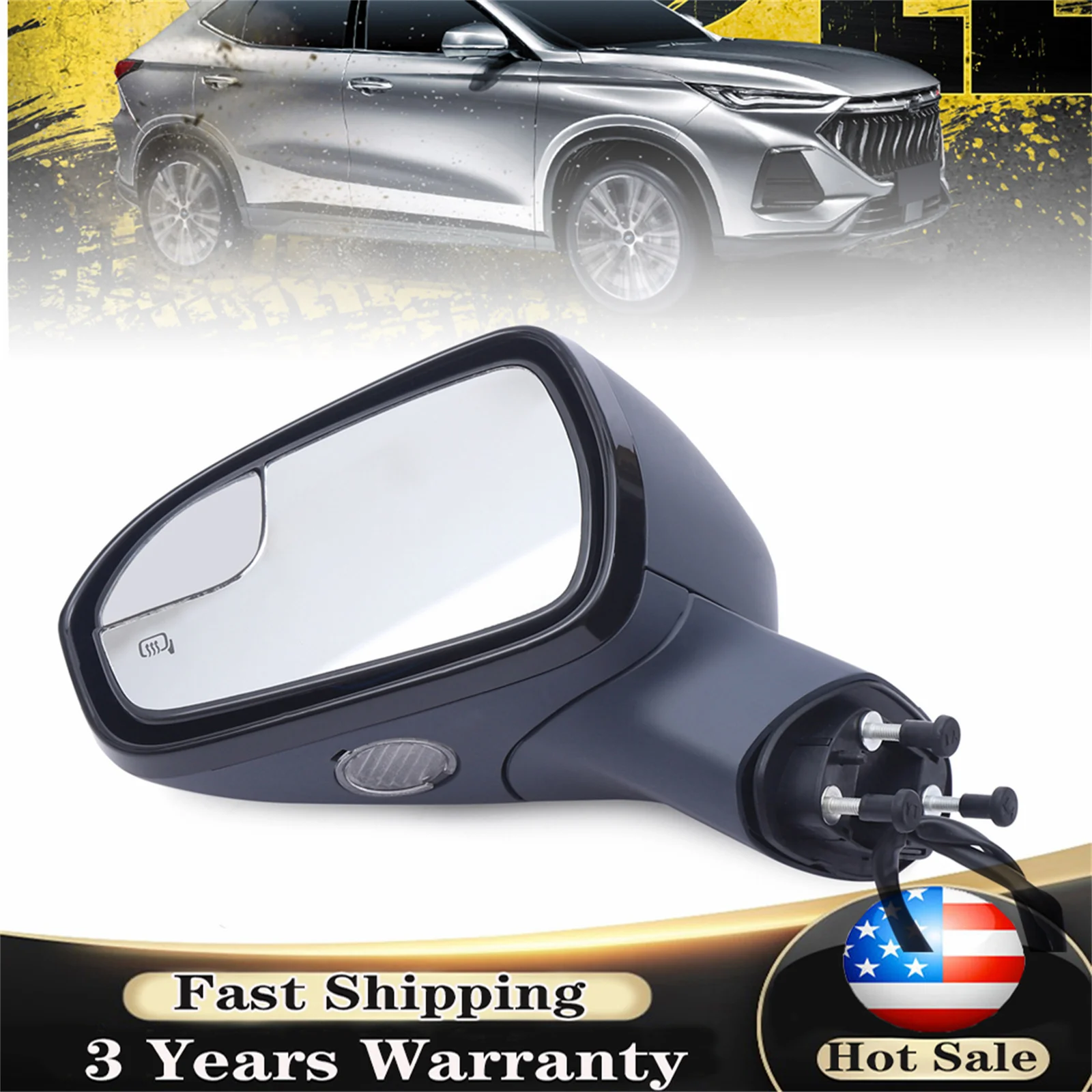 

Car Exterior Door Side Rear View Black Power Mirror For Ford Fusion 2013-2016 Pair /Left or Right Side Manual Fold Paintable US