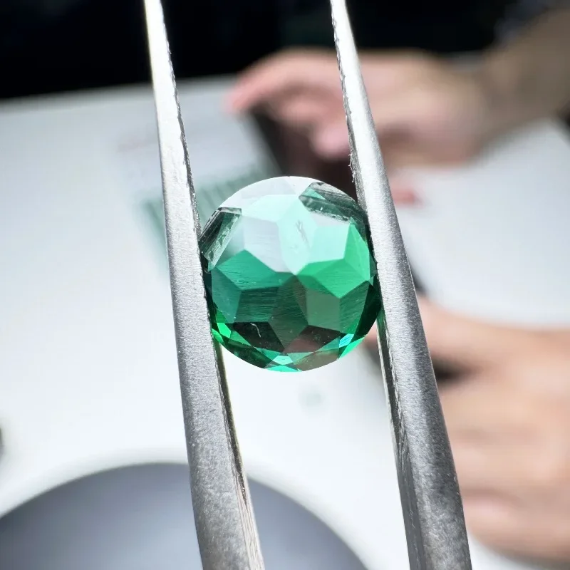 B-Lab Gezüchtete Sambische Smaragde Runde Form Hydrothermisch Handgeschliffen mit Einschlüssen Innen Wählbar mit AGL-Zertifikat – Detail 3