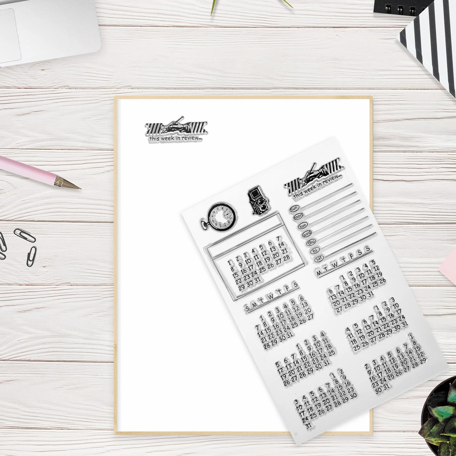 

2 шт. календарь прозрачные силиконовые штампы прозрачная печать штамп для скрапбукинга инструменты обучение буквы алфавита слова образовательные