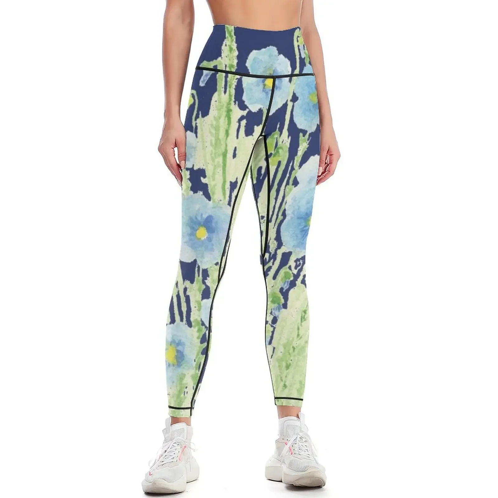 

Lewis Flax Watercolor Painting on Dark Background Leggings Legging sport fitness set gym sport legging Womens Leggings