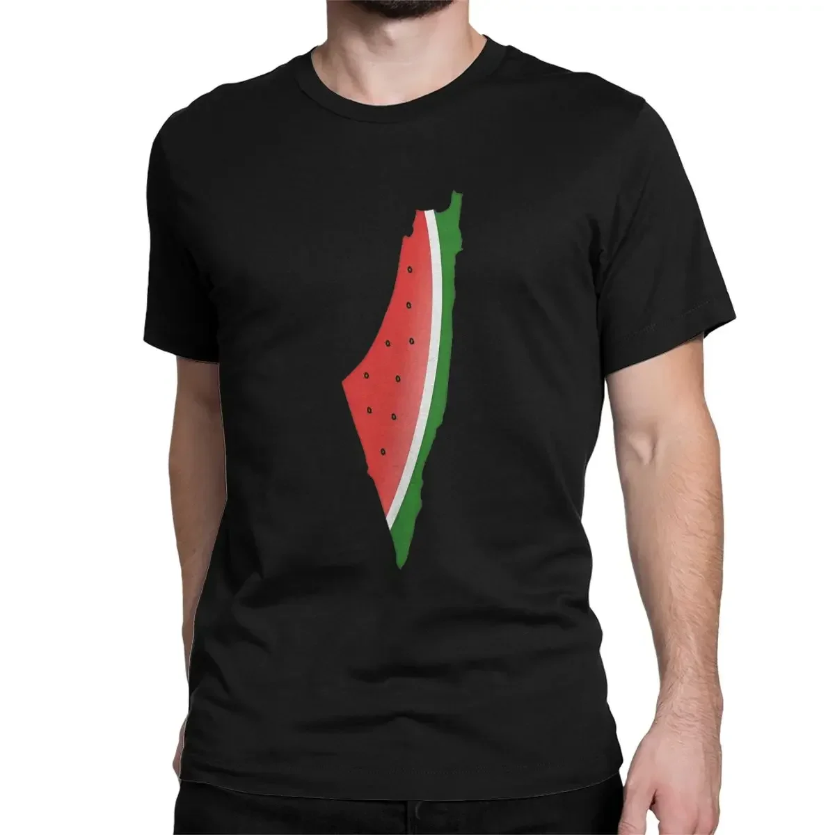 Crewneck Palestinians Hatta Kufiya Tees Short Sleeve Clothing Watermelon T Shirt for Men 100% Cotton summer funny