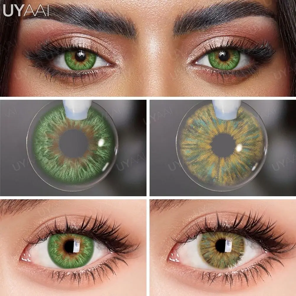 UYAAI 2Pcs Natural Eye Color Lenses Color Contact Lenses For Eyes Green Big eyes Colored Contact Lenses Beauty Pupils Eye Lenses
