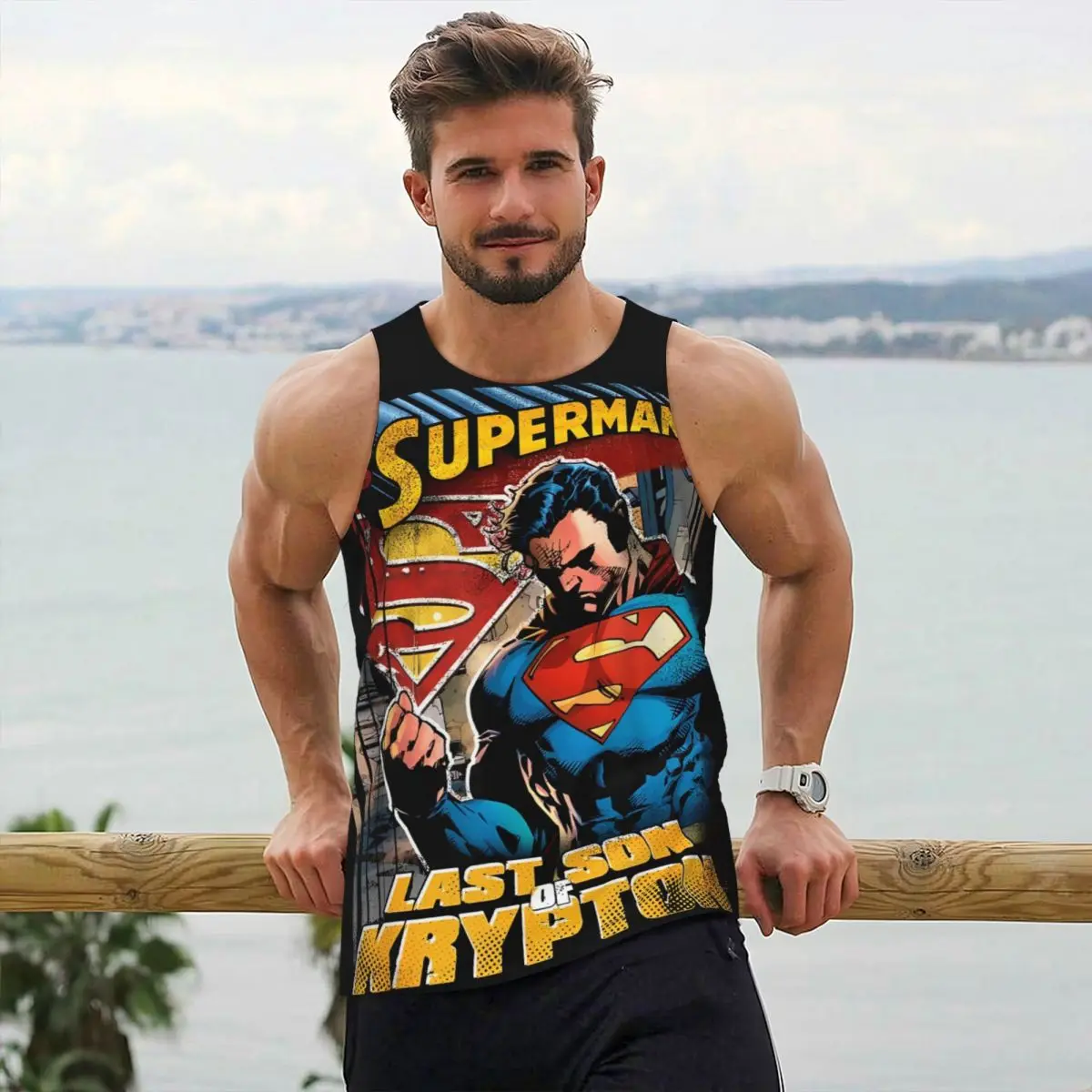 

Comics Super-mans Last Son Of Krypton Bodybuilding Tank Tops Men's Vest Compression Shirt Male Sleeveless Shirt Gym Clothing