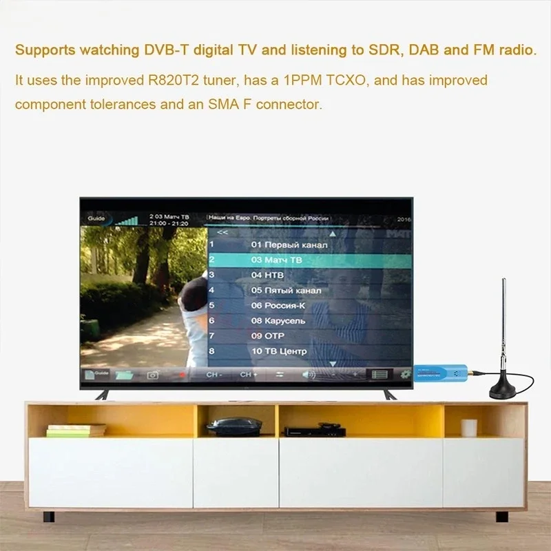 Digital USB 2,0 RTL SDR TCXO RTL2832U + R860 DAB FM DVBT TV sintonizador Stick Dongle DVB-T + FM + DAB + SDR TV Scanner receptor con antena
