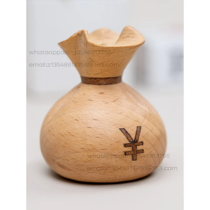 Desktop decorative ornaments, incense plugs, portable and portable creative cute solid wood money bags,
