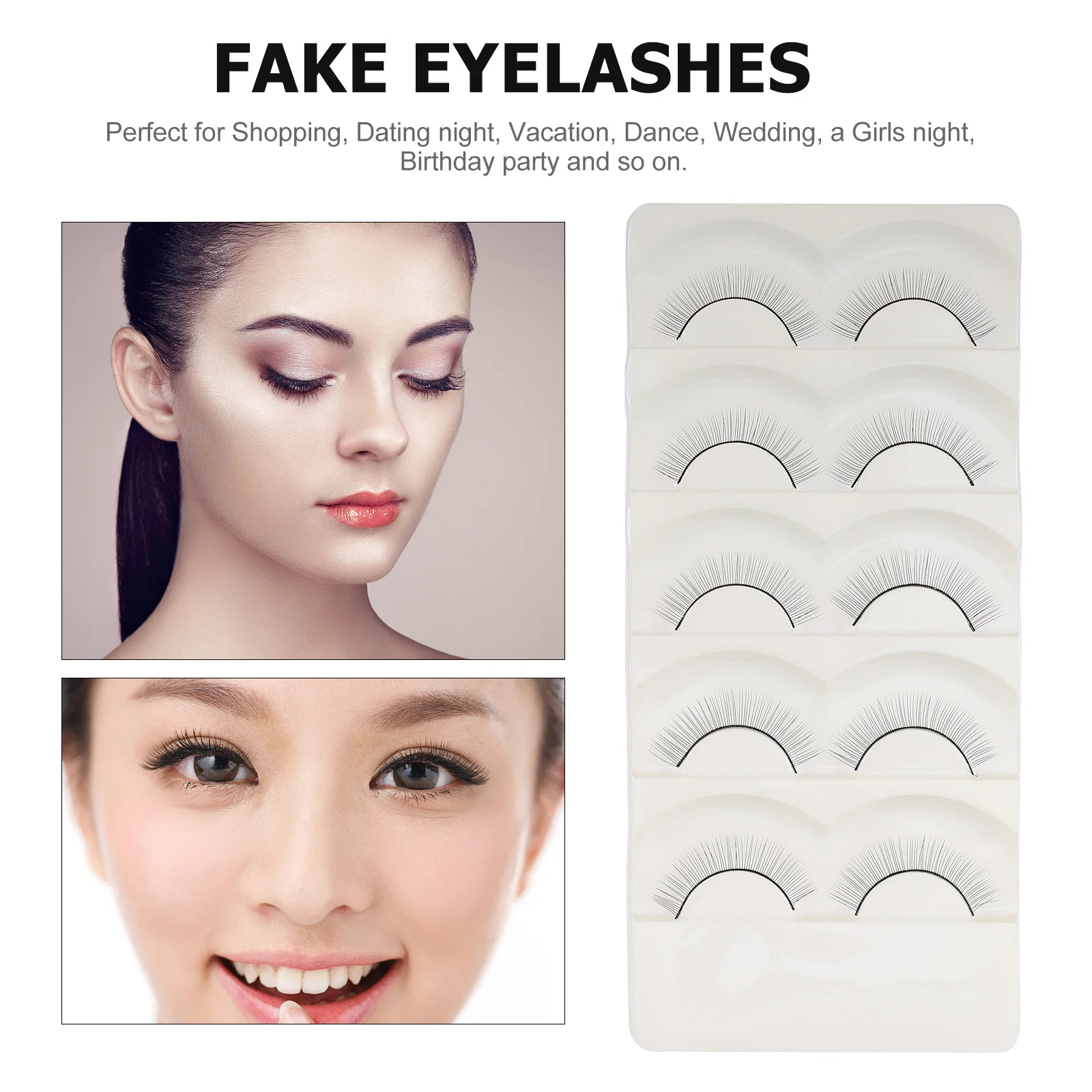 

5 Pairs Fake Eyelashes Faux Extension Kit for Beginners Mannequin Head Extensions Fiber Practice