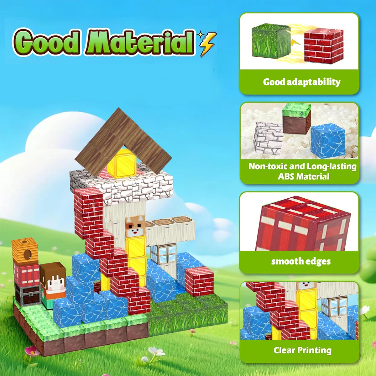 Magnetic Building Blocks-Animal Forest For Kids Boys Girls Ages 3+ Magnet Cube Set STEM Montessori Sensory Toy Birthday Gift