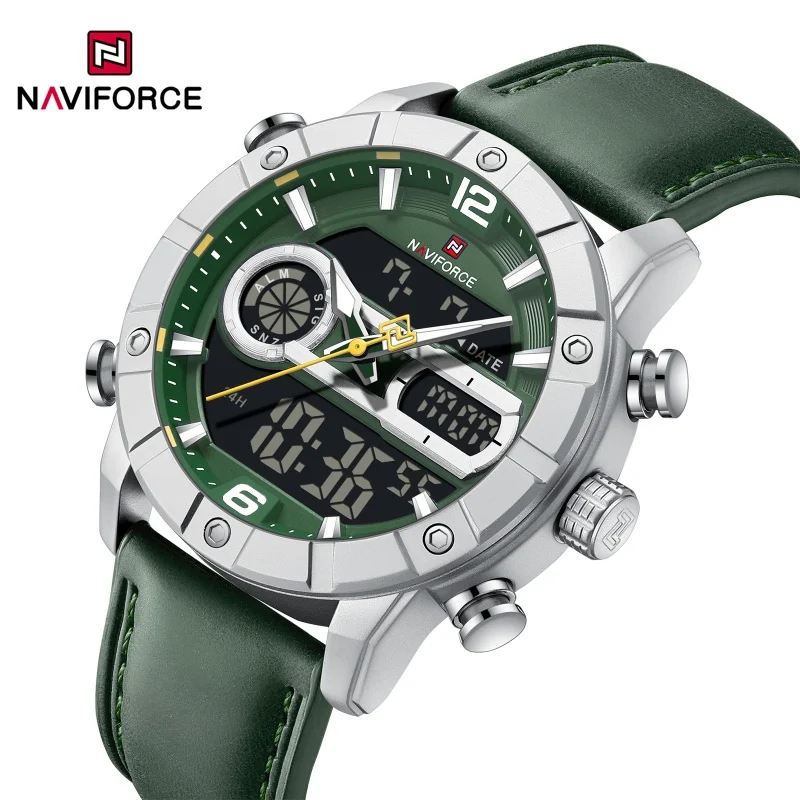 NAVIFORCE New DESIGN Dual time Fashion Men Quartz Wristwatches Waterproof Men Chronograph Alarm Luminous Mode relogio masculino