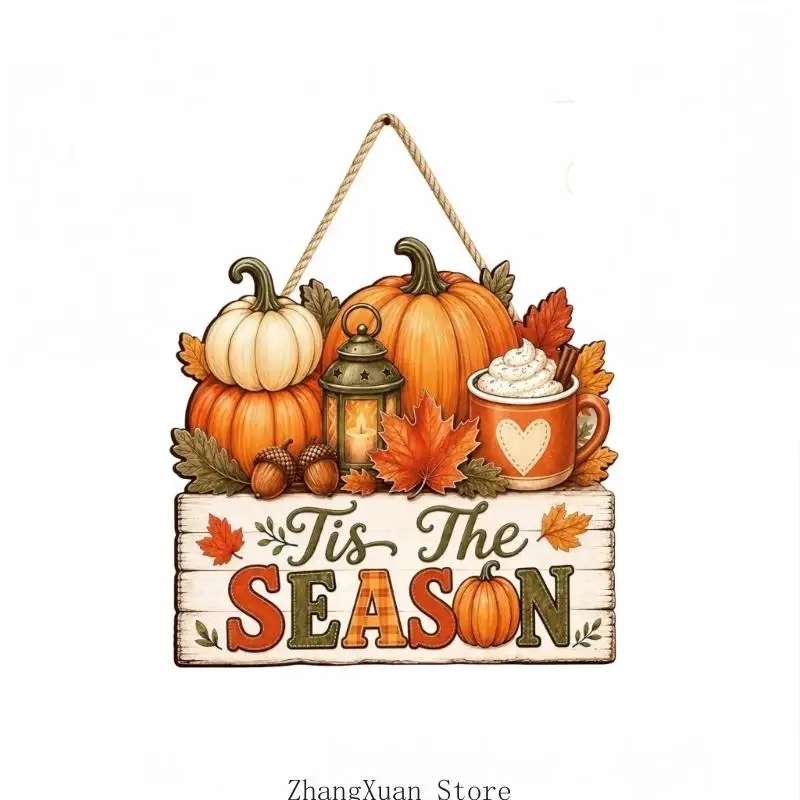 Wooden Scarecrow Door Sign Pumpkin And Hanging Plaque For Farmhouses Fall Home Wall Outdoor Porch Decoration 3XUF