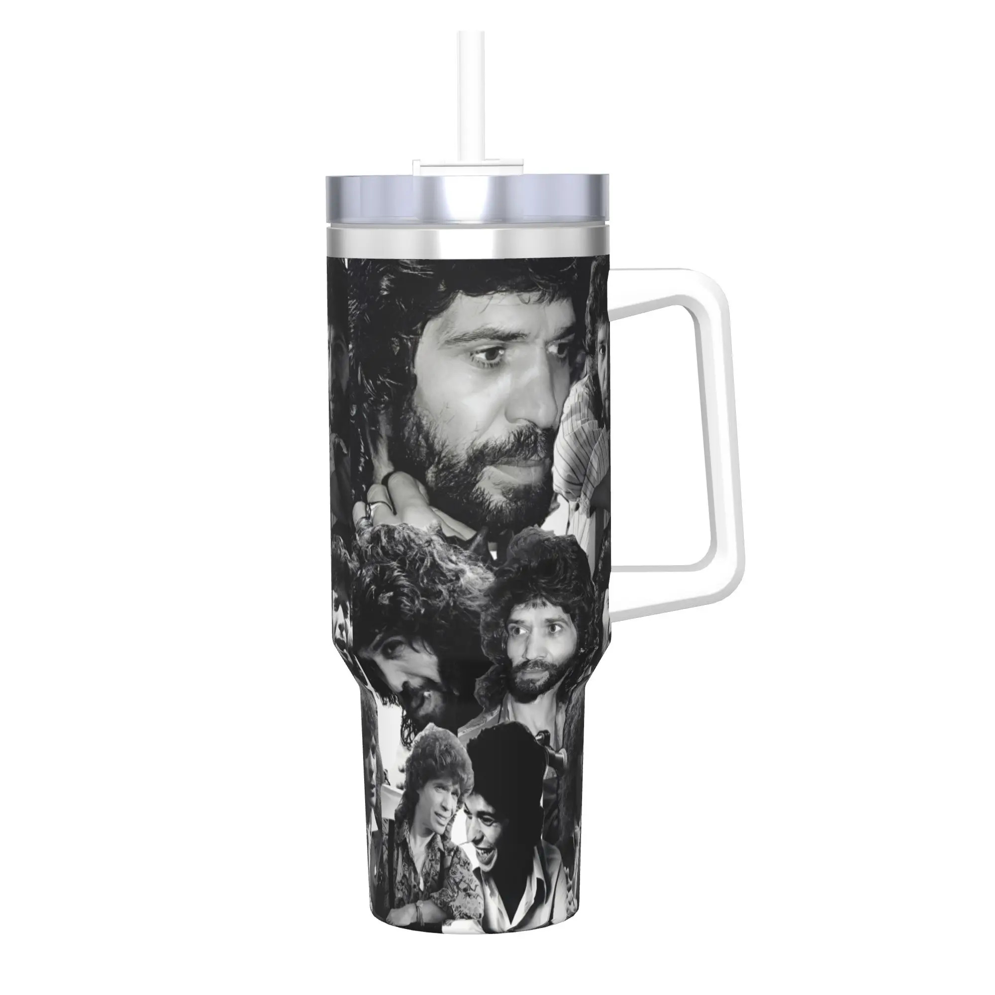 40oz Camarons De La Isla Flamenco Singer Vacuum Insulated Tumbler Music Rock with Handle Mug Office Ergonomic with Straw Lid Cup