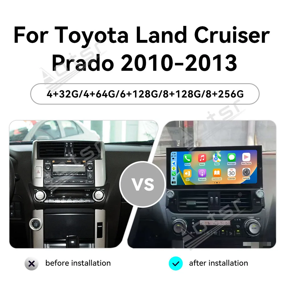 For Toyota LAND CRUISER Prado 2010~2013 Android Auto Multimedia Car Radio GPS Navigation Audio Stereo Head Unit Screen Carplay