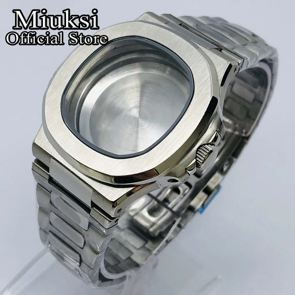 Miuksi 40mm silver black gold watch case sapphire glass fit NH35 NH36 ETA2824 2836 Miyota8215 Mingzhu DG2813 3804 PT5000movement image 3
