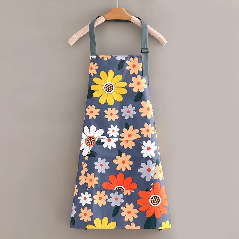 

1pcs Flowers Cotton Apron Kitchen Workwear Home Cooking Cleaning Oil Resistant and Waterproof Cute Sleeveless Apron Accessories