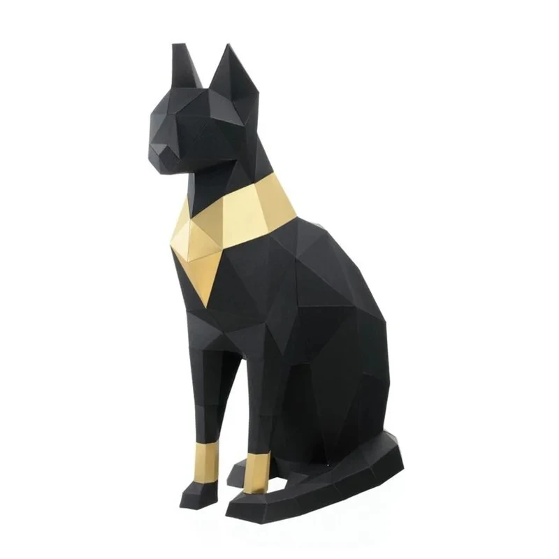 45cm Cat Egypt Bastet Paper Model Creative Home Deco Decorations Sculpture Animal Papercraft 3D DIY Puzzles Educational Toys