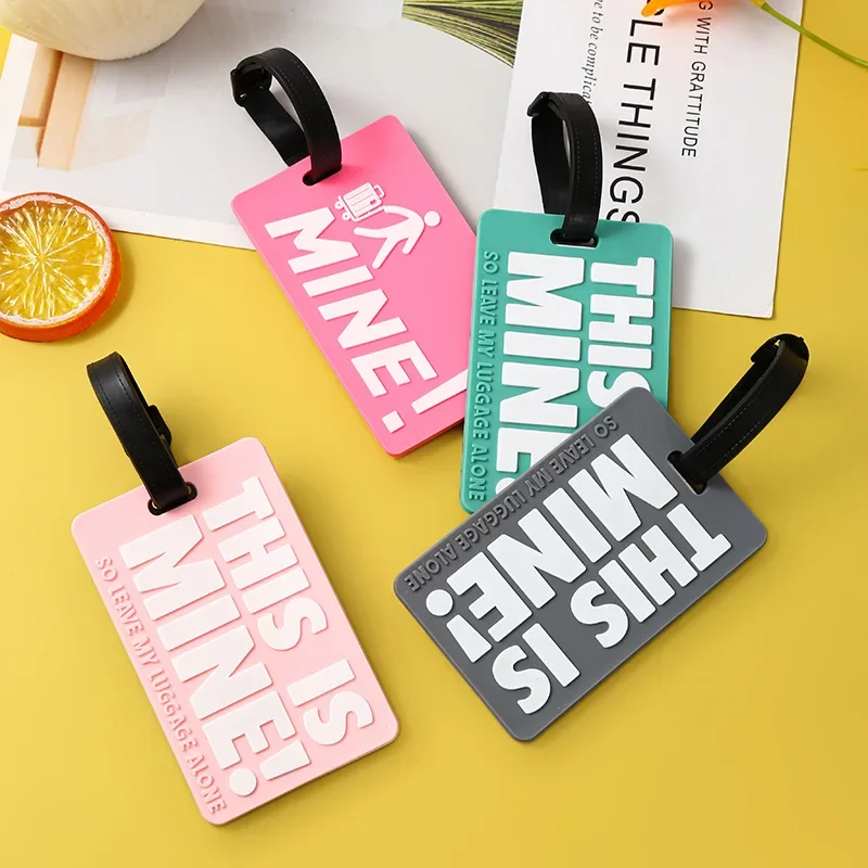 Soft PVC Luggage Tag Fashion Letter Printed Travel Tags Men Women Suitcase Name Tag Airplane Labels Bag Tags Travel Accessories