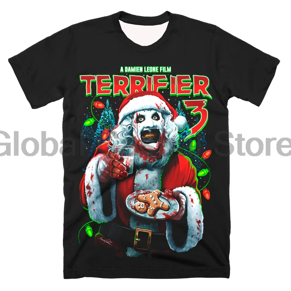 Terrifier 3 Horror Film T-Shirt Halloween Kerst Merch Crewneck Korte Mouw T-Shirt Dames Streetwear Tops