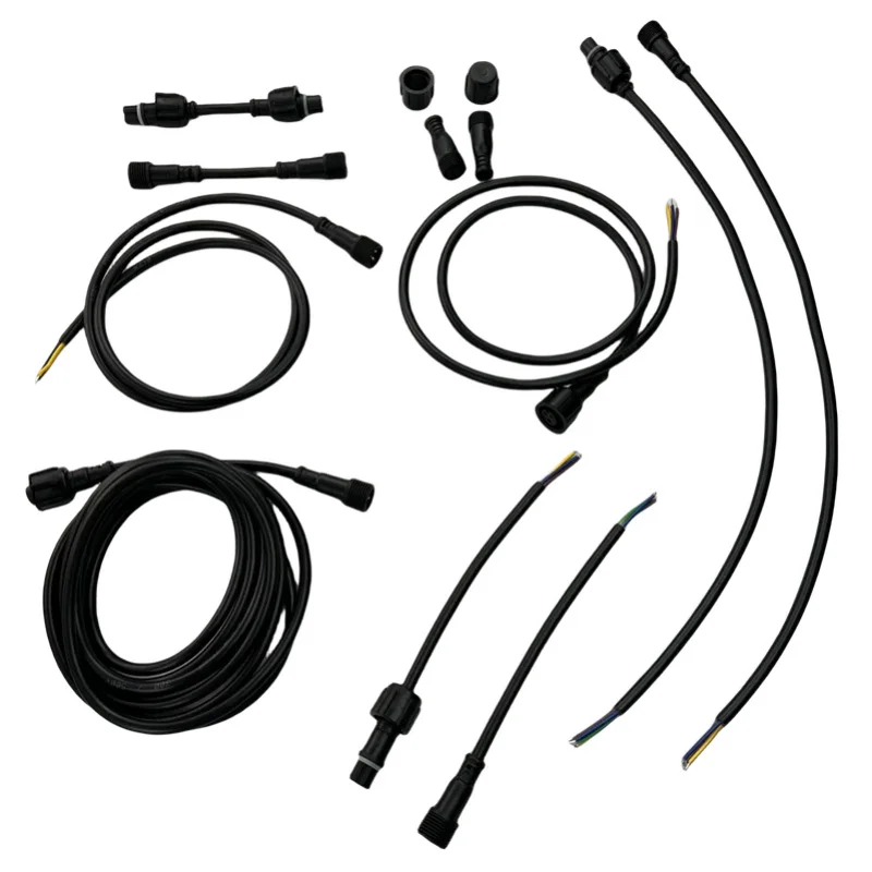 2/3/4 Core 18AWG Round Wire Waterproof Pigtails Extension Cable Male Female XConnect Style Black 50cmLong Each