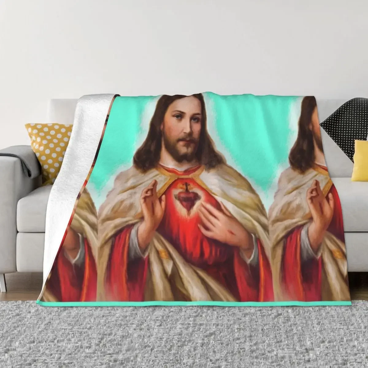 Jesus Christ painting | Jesus Christ | marry Christmas | Jesus Christ Sacred Heart Throw Blanket Shaggy Blankets