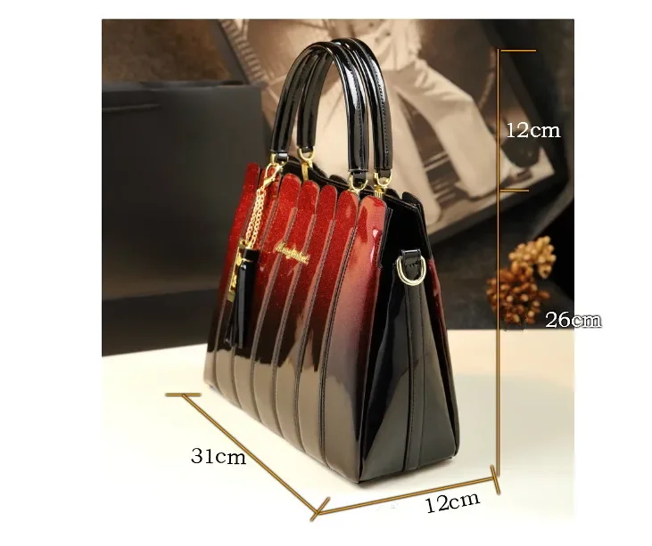 2021 neueste frauen leder handtaschen designer hohe qualität patent leder kupplung boston tote top griff taschen damen business