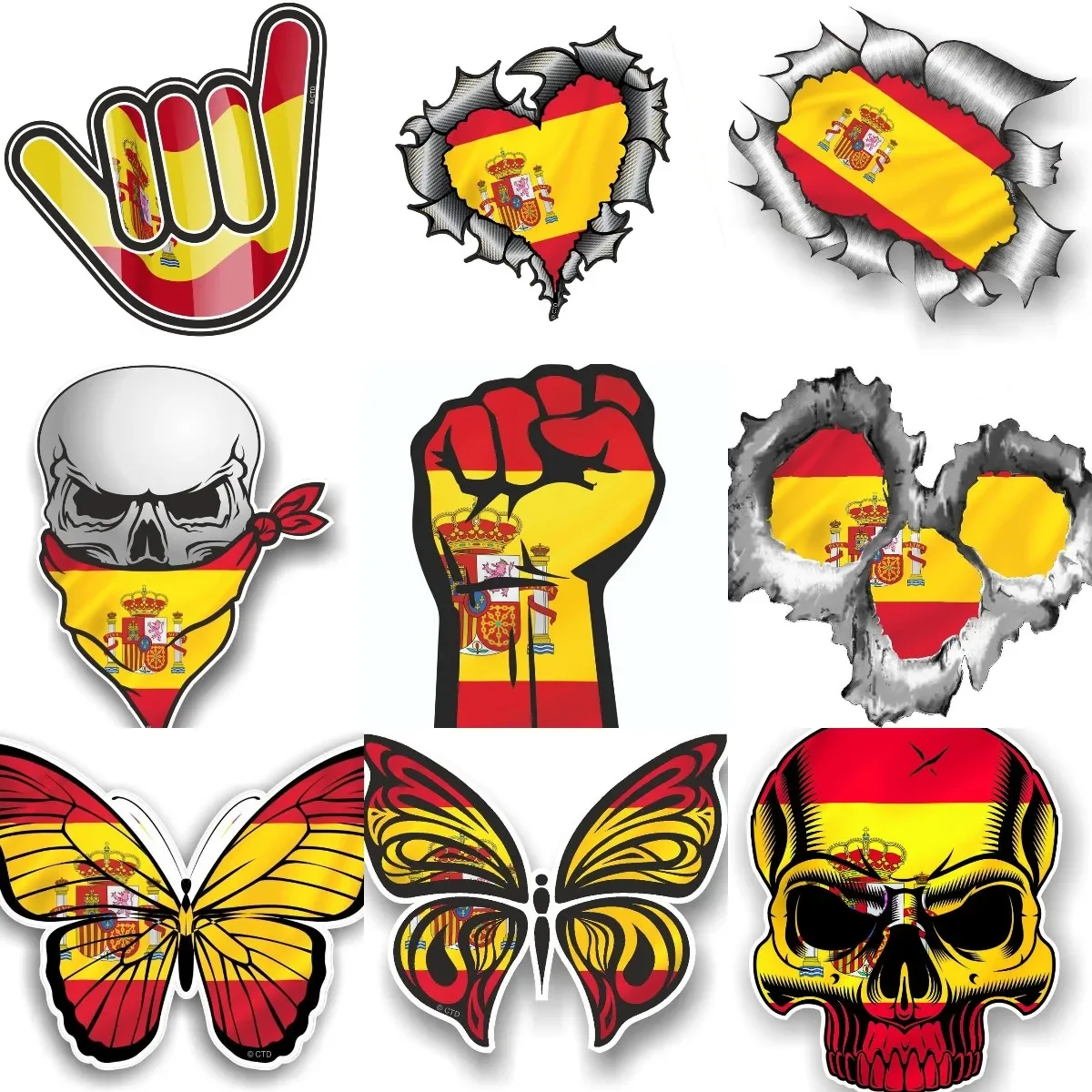

Creative Spain Flag Butterfly Skull Metal Tearing Style Sticker for Decorate Car Motorcycle Helmet Wall Room Truck Camper Bumper