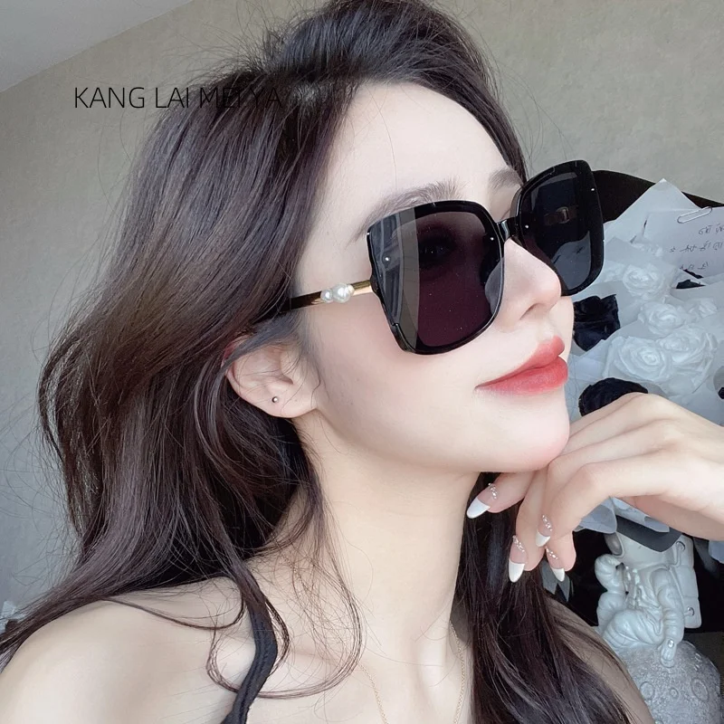 النسخة الكورية الجديدة من مزاجه لؤلؤة نظارات شمسية تهز نغمة شبكة الأحمر مع مربع نظارات شمسية امرأة الشارع عبر الحدود #6