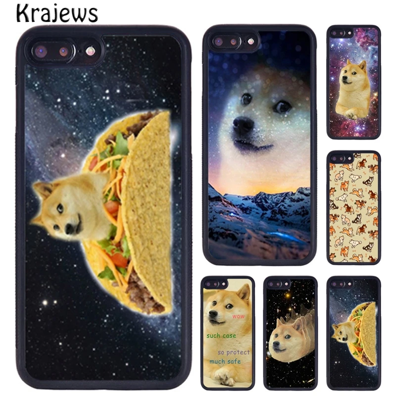 Krajews Space Doge Shiba Inu Phone Case For iPhone 16 15 14 X XR XS 11 12 mini 13 Pro MAX Plus cover shell coque