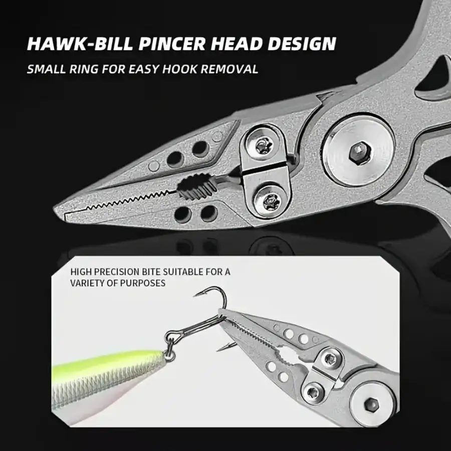 كماشة صيد للمياه المالحة، كماشة صيد من الفولاذ المقاوم للصدأ مع حلقة مقسمة، مزيل خطاف الصيد، قواطع كربيد التنغستن، هدية صيد السمك