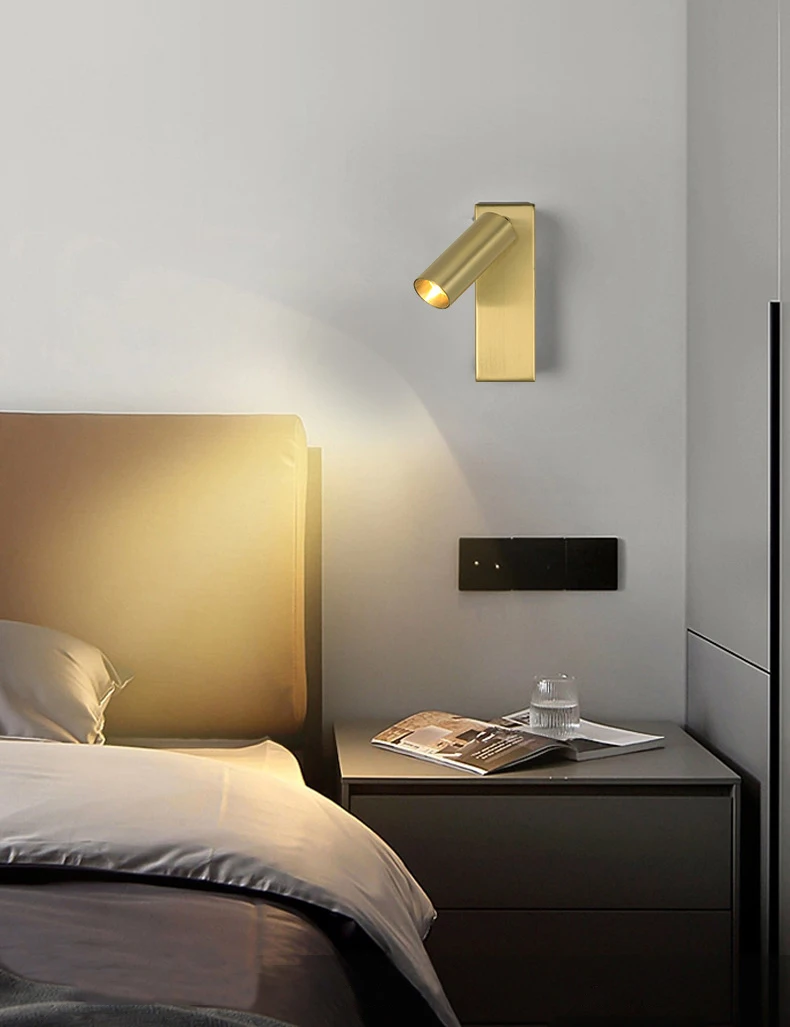 Rotatable Reading LED 3W Wall Sconce Lamp simple for Bedroom Bedside Hotel Modern Wall Lights Black White Bronze Brass