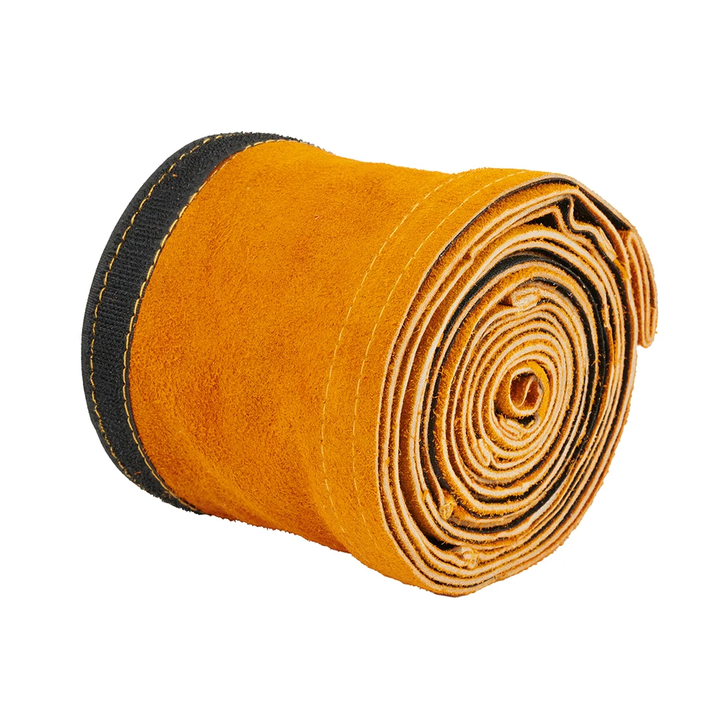 Cowhide Leather TIG Cable Cover with MIG Plasma Sleeve for 11.5 Feet Hose Protection in High Heat Work Settings