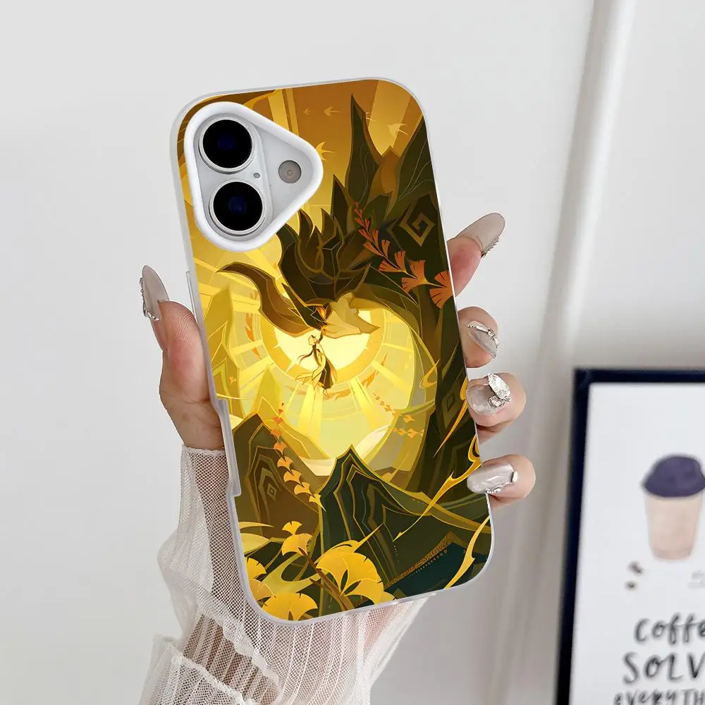 

Game GI Zhongli Phone Case for iPhone 17 16 15 14 13 12 11 Air Pro Max Plus Jelly Double layer White Cover