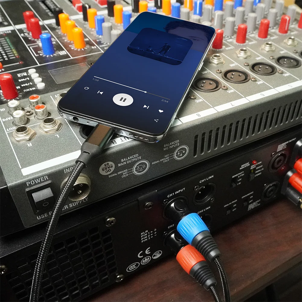 USB Type C Male To 2 XLR Male Stereo Audio Cable DAC 24BIT 192KHZ Type C To Dual XLR Male Aux Cable for Smartphones Laptop